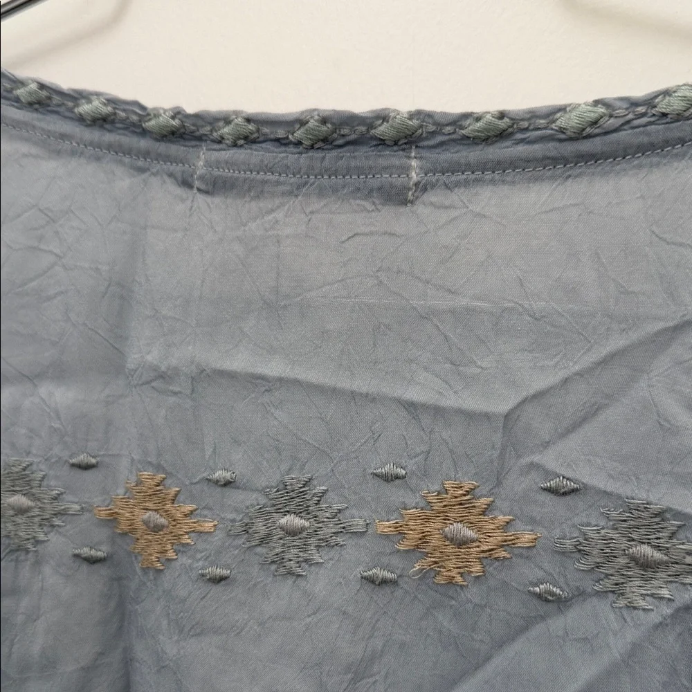 Johnny Was light Blue Tunic with Gold Embroidery. Size L - Picture 7 of 10